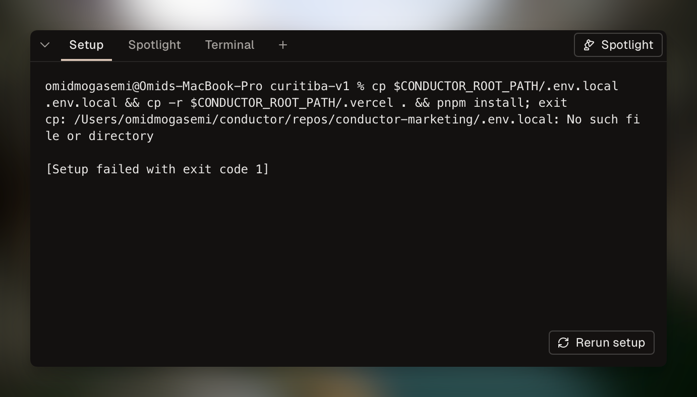 Rerun setup script